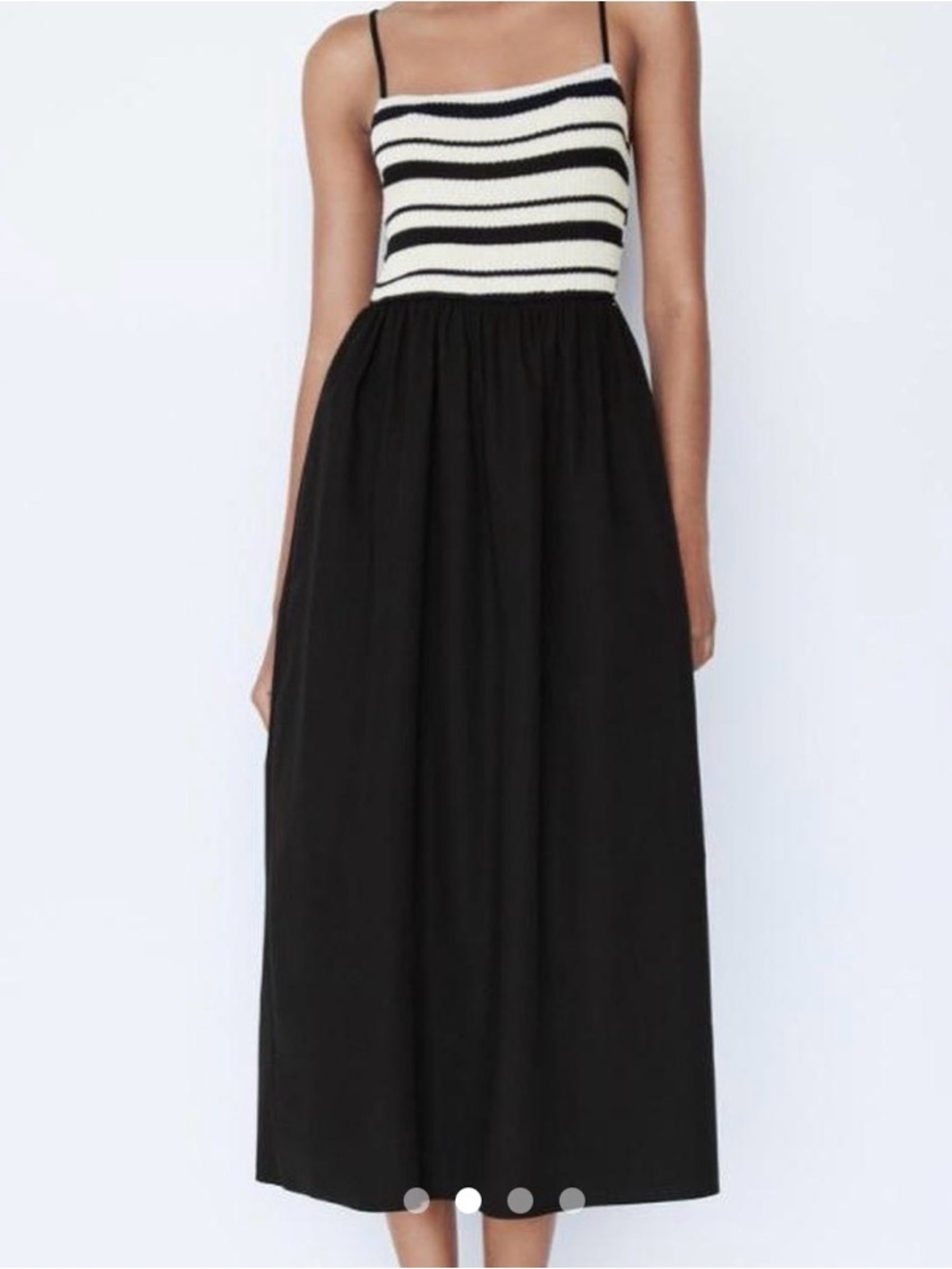 ZARA Black Dress with Cream Knit Trim